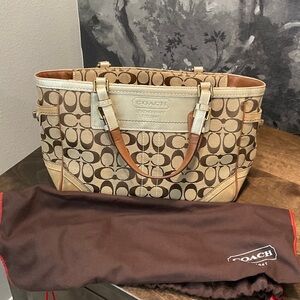 Coach Brown and Tan Signature Tote